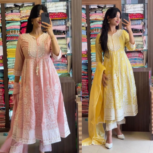 Unique Georgette  Embroidery With Fancy Dori latkan  With  Embroidery Work  Salwar Suit For Women