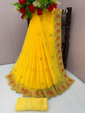 Load image into Gallery viewer, Designer Heavy Georgette Saree With Embroidery With Hevy Ston Work
