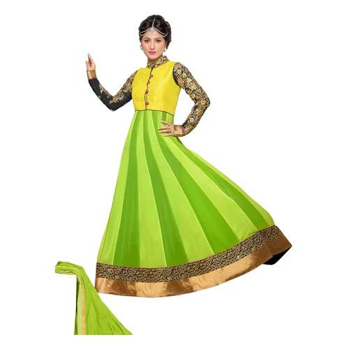 Green Color Georgette Embroidered Long Anarkali Salwar Suit