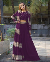 Load image into Gallery viewer, Jacket Style Georgette Embroidered Semi Stitched Lehenga Choli For Girls Wear
