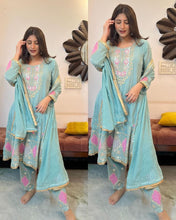 Load image into Gallery viewer, Party Wear Skyblue Color Wedding Wear Beautiful Embroidered Work Faux Georgette Salwar Suit
