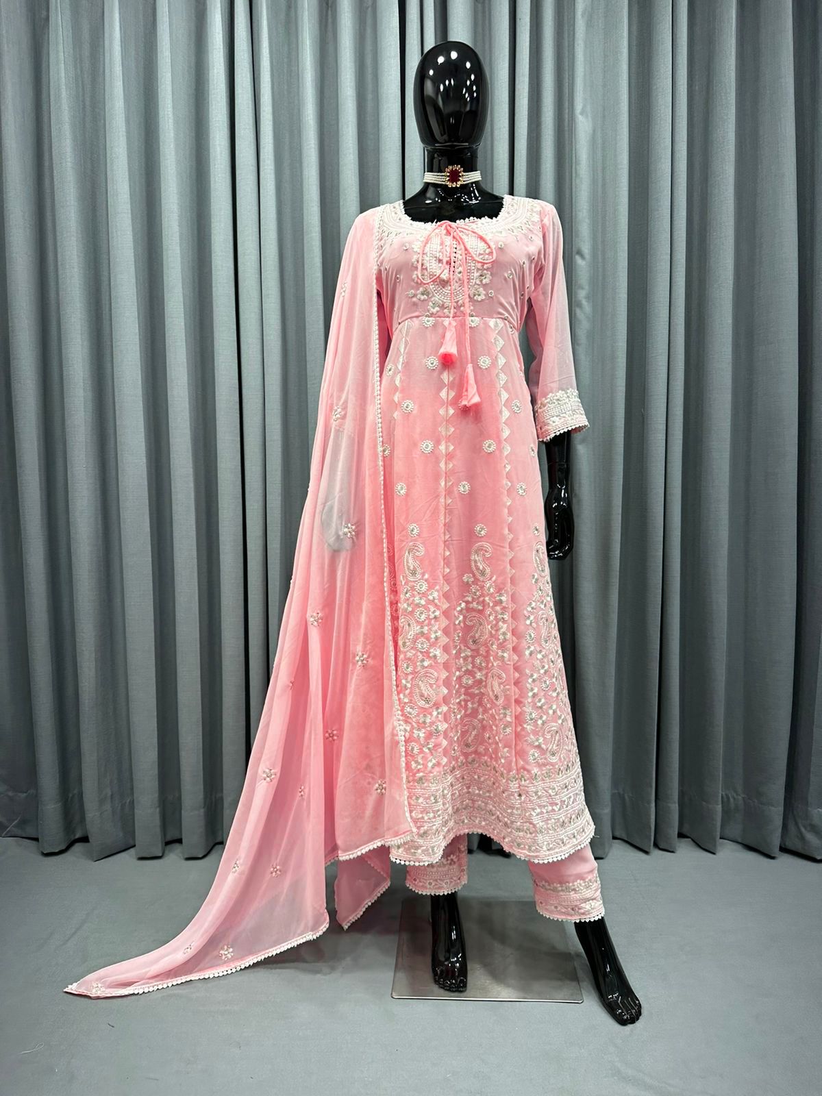 Unique Georgette  Embroidery With Fancy Dori latkan  With  Embroidery Work  Salwar Suit For Women
