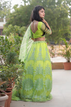 Load image into Gallery viewer, Appealing Green Color Festive Wear Net Thread Work Lehenga Choli
