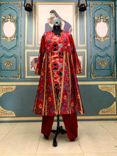 Load image into Gallery viewer, Decent Red Color Italian Silk Digital Printed Indo Western Suit For Festive Wear
