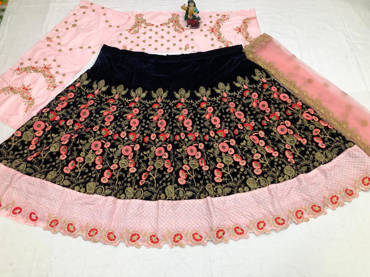 Wedding Wear Velvet Coding Thread Design Embroidered Work Lehenga Choli