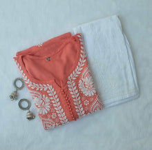 Load image into Gallery viewer, Gorgeous Maslin Cotton Chikankari Design Work Pent Kurti For Women
