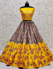 Load image into Gallery viewer, Exciting Yellow Color Bridal Wear Multi Sequence Embroidered Thread Work Satin Silk Lehenga Choli Design
