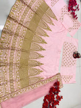 Load image into Gallery viewer, Adorable Baby Pink Color Designer Silk Satin Coding Thread Sequence Diamond Embroidered Work Lehenga Choli
