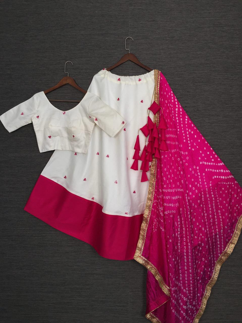 Fabulous Cotton Mirror Work Wedding Wear Lehenga Chol For Women