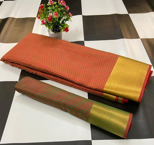 Flattering Maroon Color Banarasi Silk Weaving Zari Work Saree Blouse