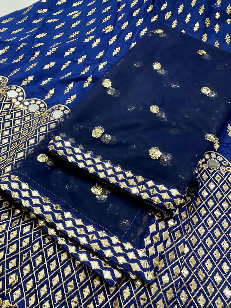 Wedding Wear Blue Color Real Mirror Work Lehenga Choli