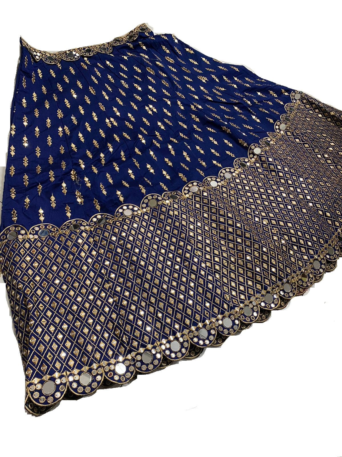 Wedding Wear Blue Color Real Mirror Work Lehenga Choli