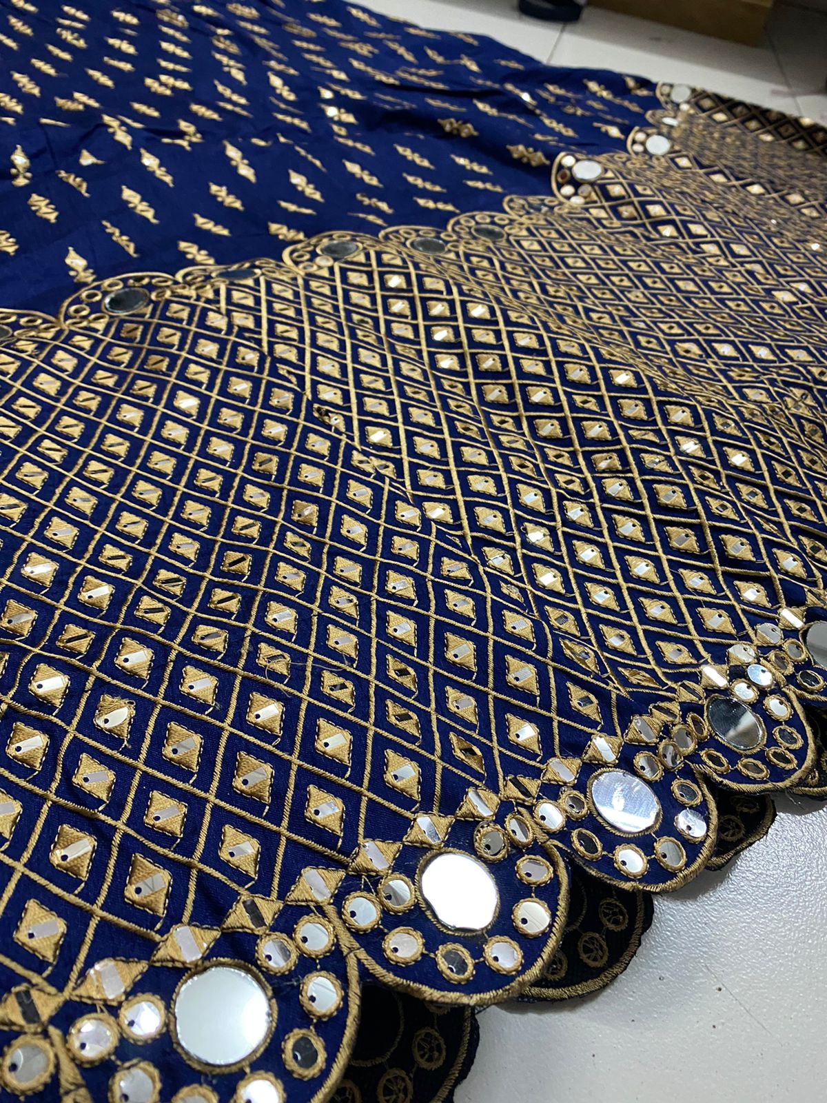 Wedding Wear Blue Color Real Mirror Work Lehenga Choli