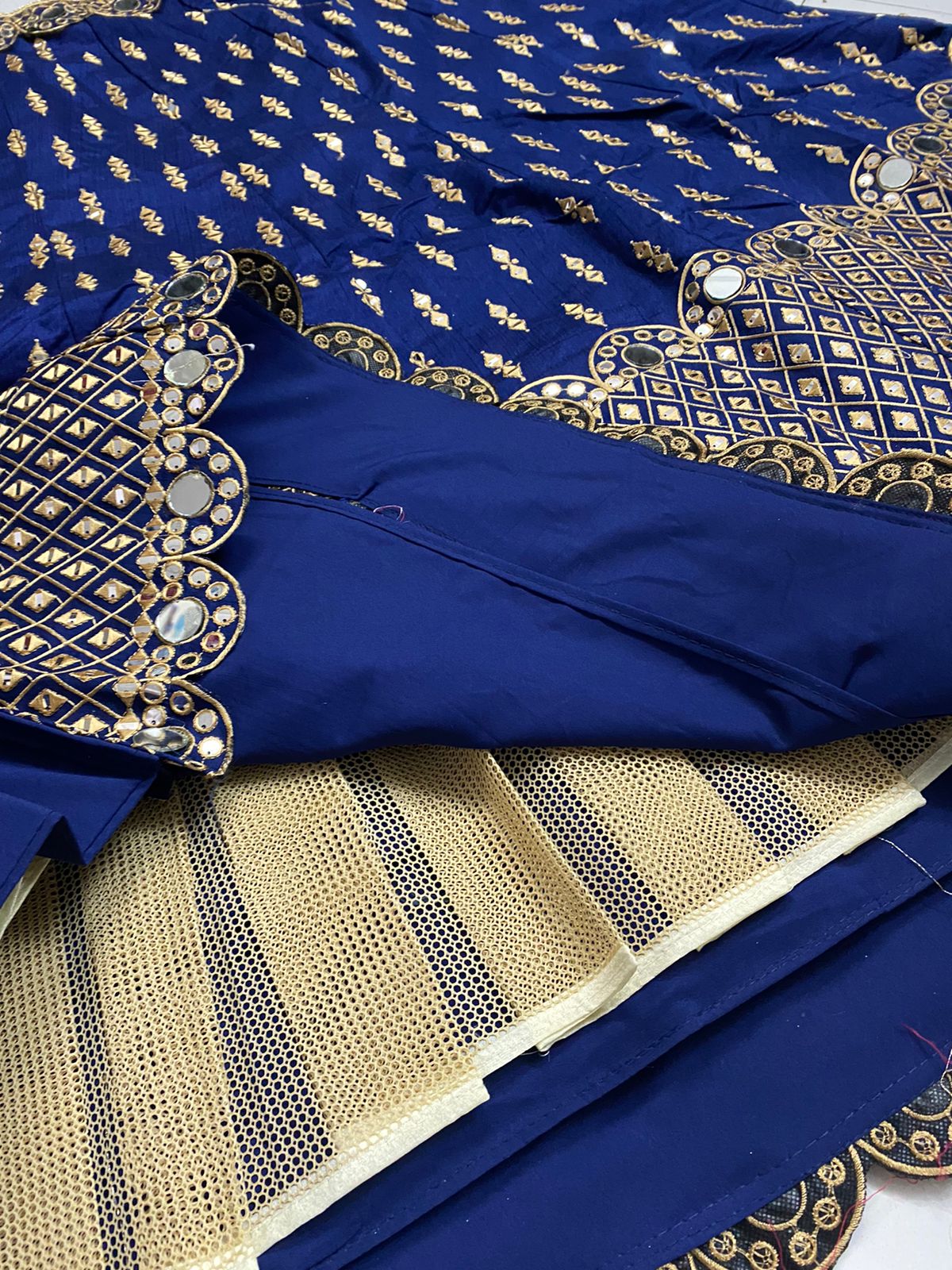 Wedding Wear Blue Color Real Mirror Work Lehenga Choli