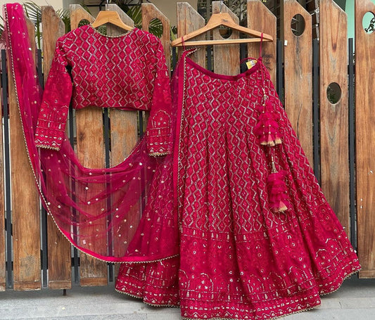 Dashing Heavy Pink color Georgette Embroidery work Designer lehenga Choli