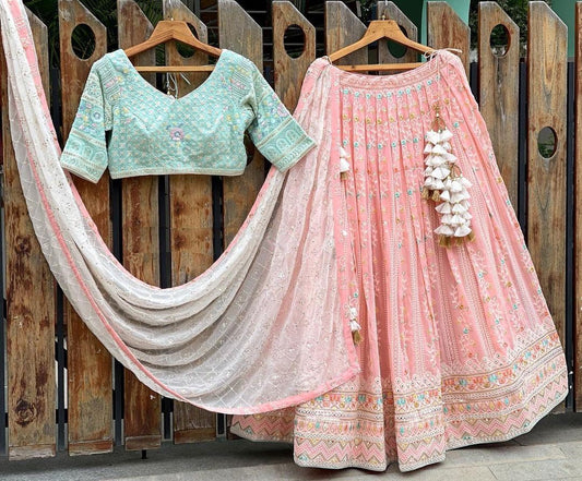 Peach color Designer Lehenga choli for Wedding & Engagement Function