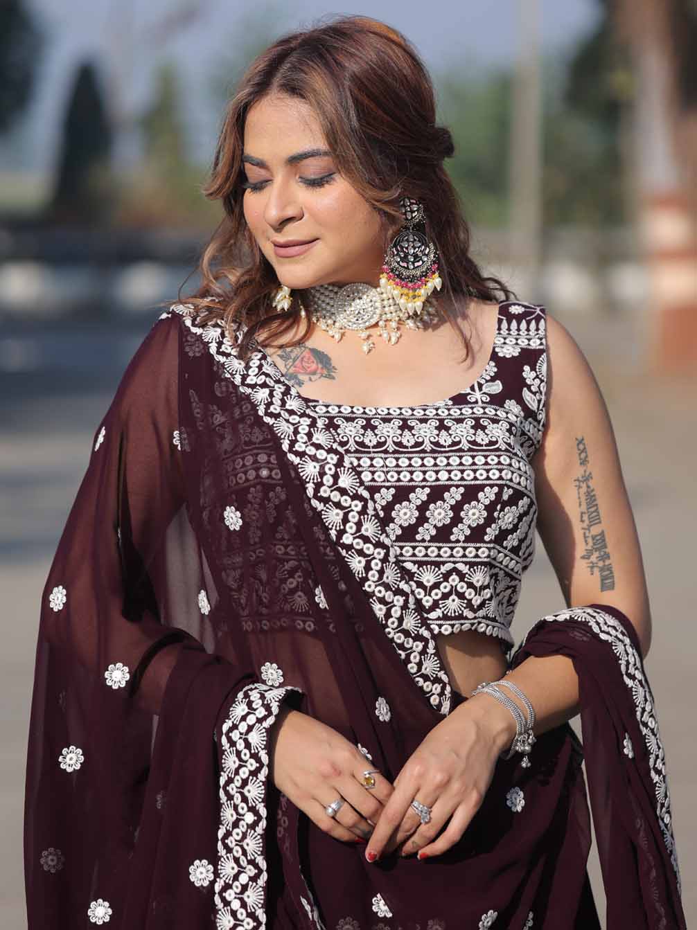Function Wear Georgette Embroidery Mirror work Designer Lehenga choli