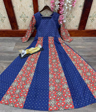 Load image into Gallery viewer, Admiring Blue Color Crape Ready Made Printed Party Wear Gown
