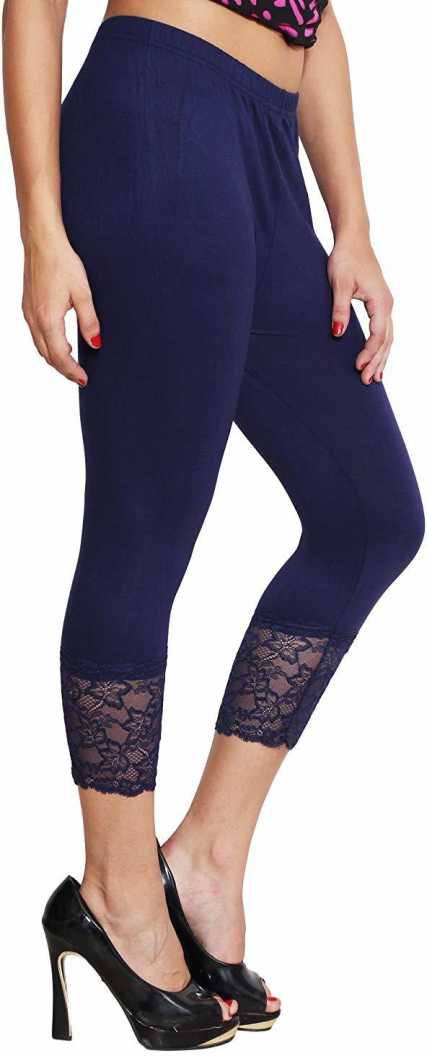 Starling Navy Blue Color Party Wear Cotton Stretchable Soft Capri For Women