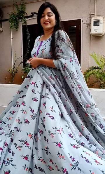 Thrilling Grey Color Party Wear Georgette Digital Printed Salwar Suit