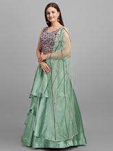 Load image into Gallery viewer, Striking Sea Green Color Wedding Wear American Satin Sequence Work Lehenga Choli
