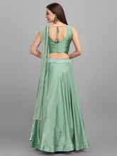 Load image into Gallery viewer, Striking Sea Green Color Wedding Wear American Satin Sequence Work Lehenga Choli
