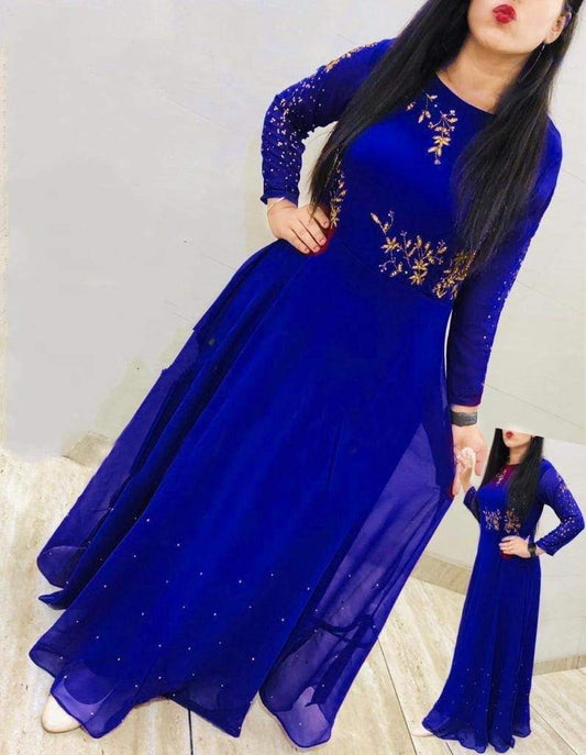Party wear Georgette Jari Embroidered Full Stitched Selfie Kurti For Girls Wear