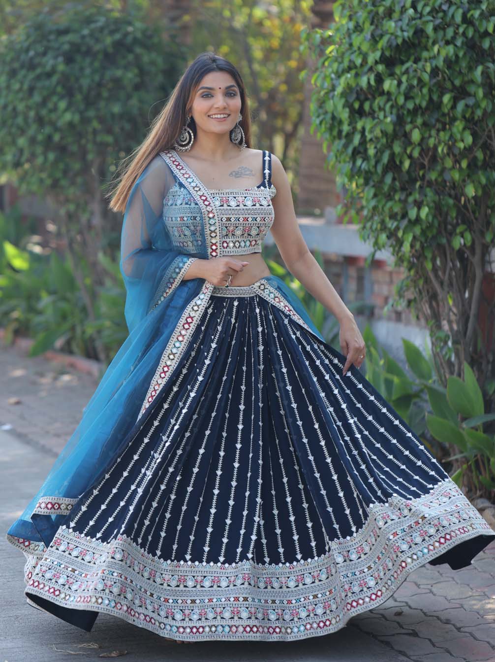 Blue Color Designer Wedding & Partywear Embroidery Lehenga choli