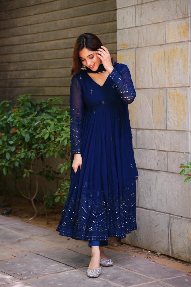 Blue Color Georgette Ready To Wear Salwar Suit For Women