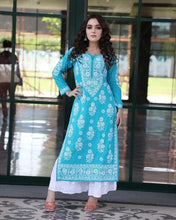 Load image into Gallery viewer, Chain Stitch work Rayon Embroidered Work Suit Pant For Girls
