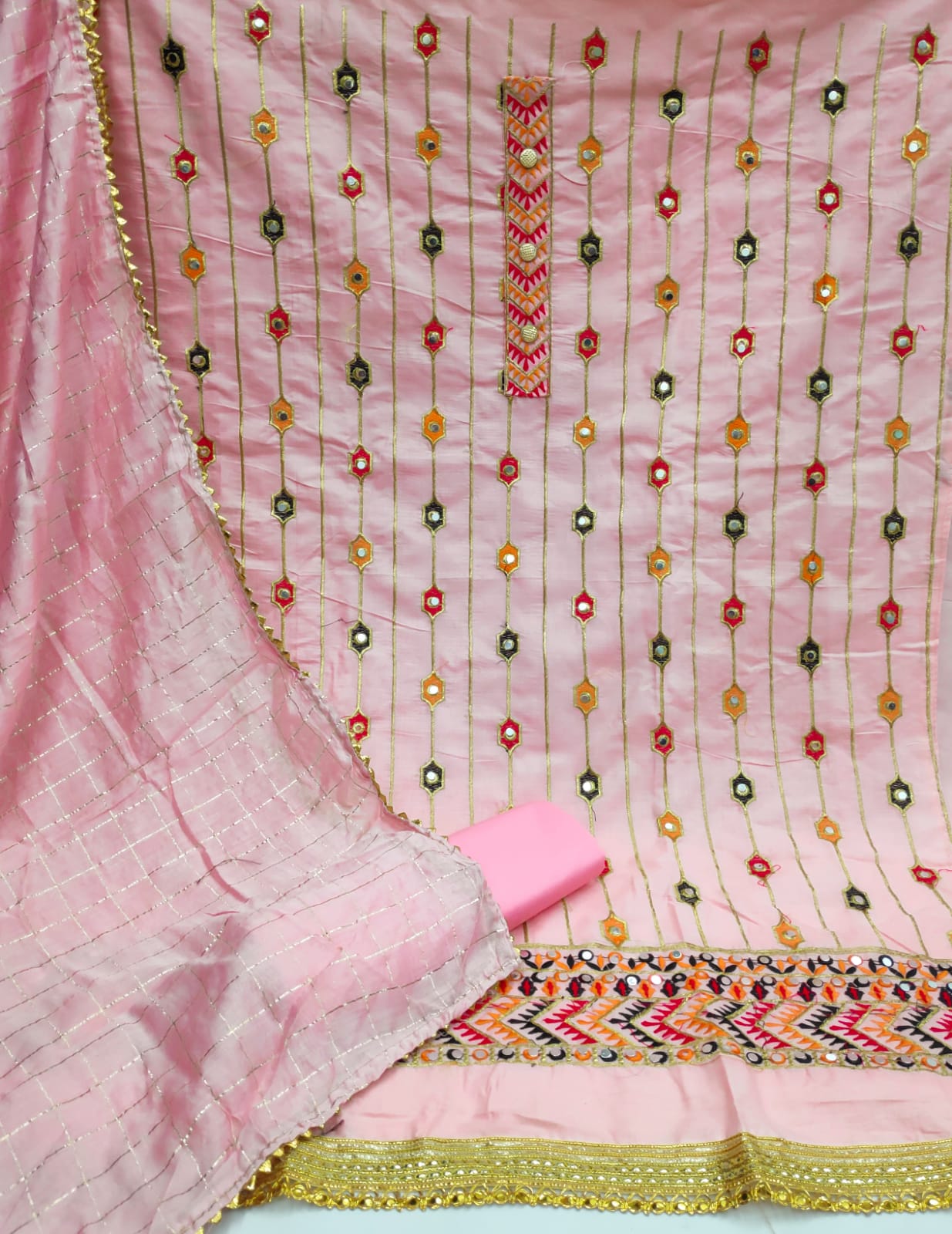 Preferable Pink Color Diamond Work Cotton Salwar Suit For Ladies