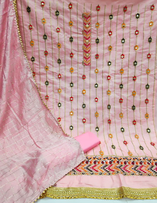 Preferable Pink Color Diamond Work Cotton Salwar Suit For Ladies