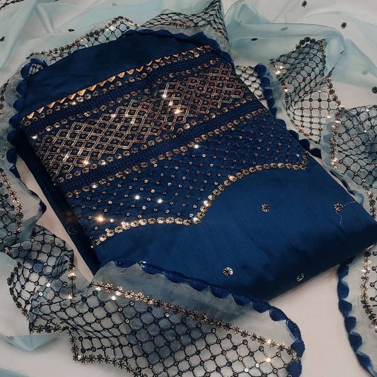 Adorable Chanderi Sequence Work Party Wear Salwar Suit For Women