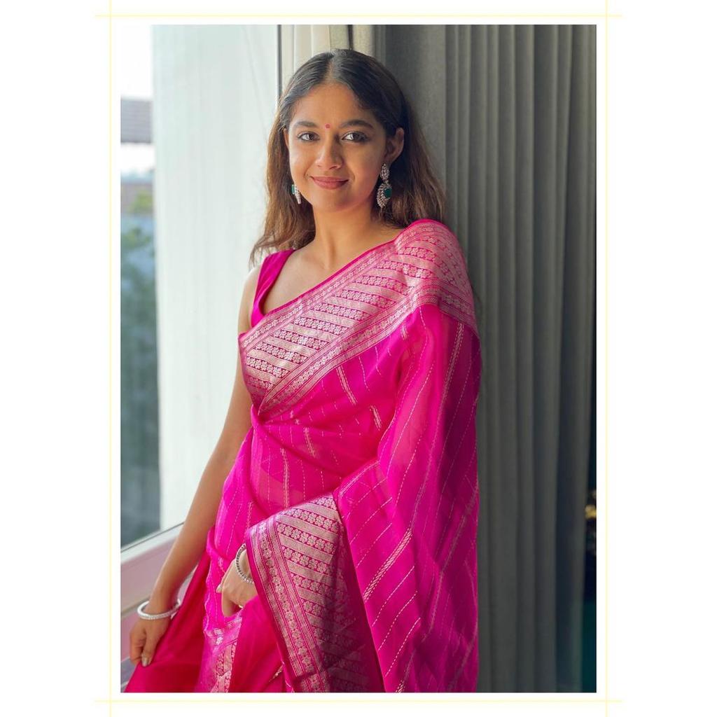 Brilliant Rani Pink Color Designer Art Silk Jacquard Work Saree Blouse For Women