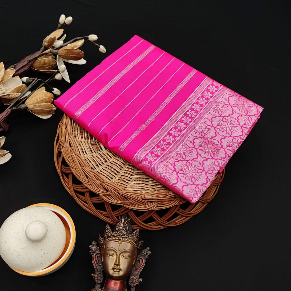 Brilliant Rani Pink Color Designer Art Silk Jacquard Work Saree Blouse For Women