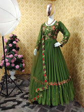 Load image into Gallery viewer, Classic Green Color Wedding Wear Ruffle Georgette Embroidered Work Salwar Suit
