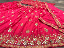 Load image into Gallery viewer, Gorgeous Rani Pink Color Mirror Embroidered Work Georgette Lehenga Choli For Wedding Wear
