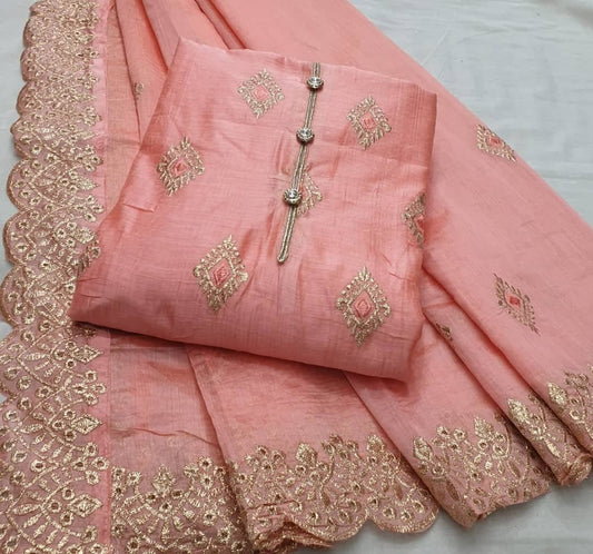 Sensational Chanderi Hand Work Salwar Suit For Party Wear