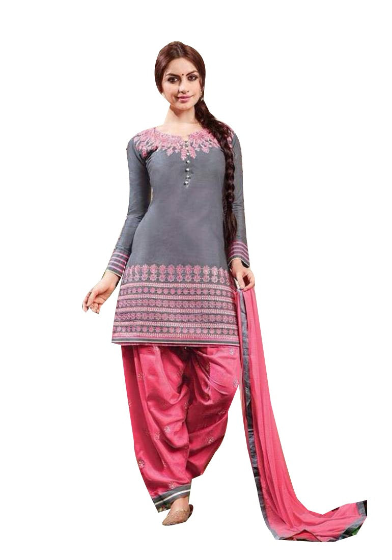 Daily Wear PC Cotton Embroidered Unstitched Dress Material for all women