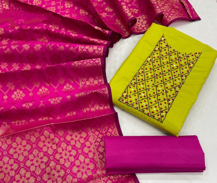 Phenomenal Cotton Designer Khatli Thread Hand Sequence Moti Diamond Work Salwar Kameez For Women
