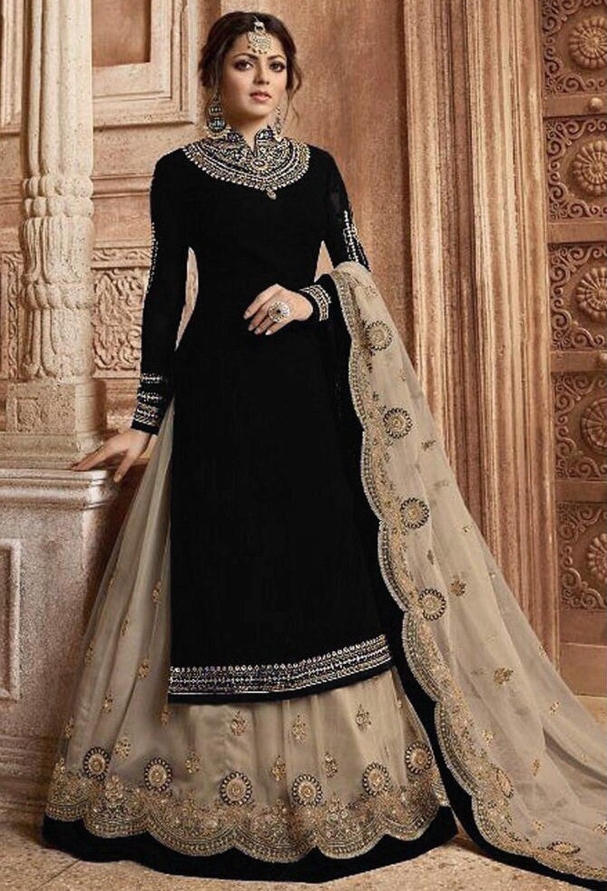 Dashing Wear Georgette Embroidered Work Semi Stitched Suit For Women