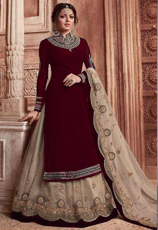 Dashing Wear Georgette Embroidered Work Semi Stitched Suit For Women