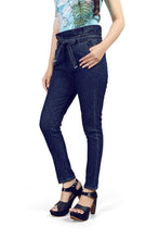 Load image into Gallery viewer, Stylish Blue Color Denim Knockout Pant For Girls
