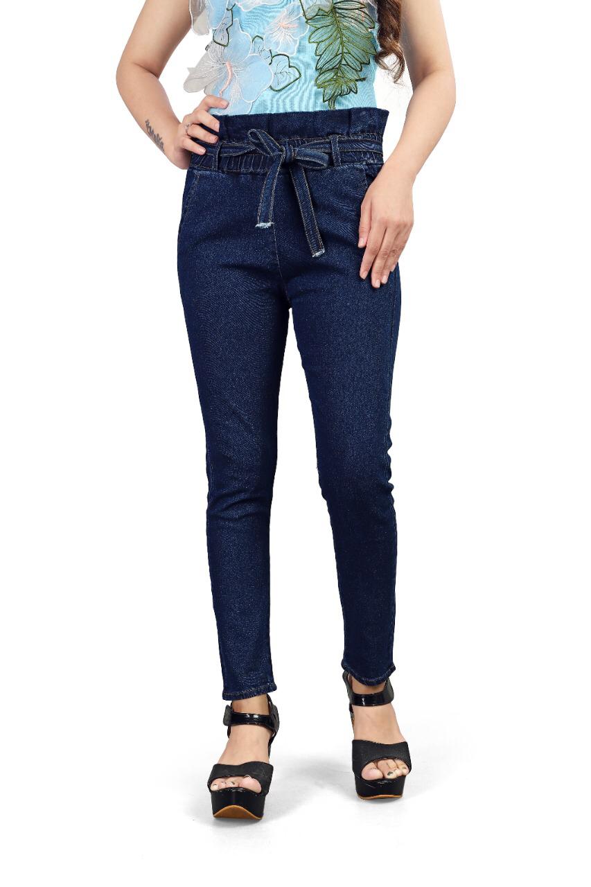 Stylish Blue Color Denim Knockout Pant For Girls