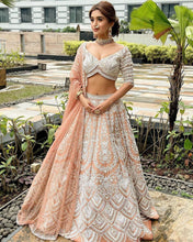 Load image into Gallery viewer, Wondrous Off White Color Wedding Wear Embroidered Work Silk Lehenga Choli
