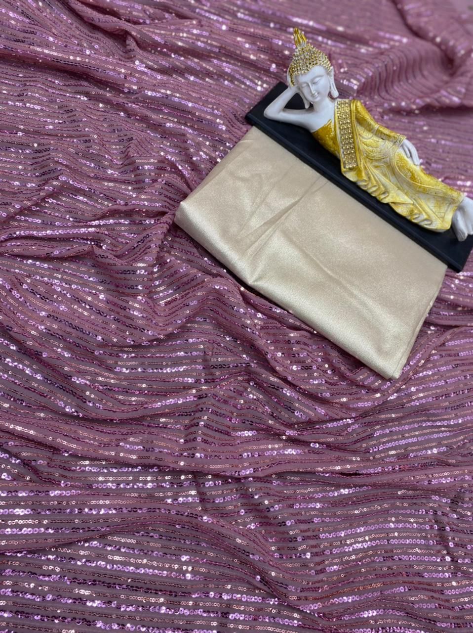Ultramodern Violet Color Party Wear Georgette Sequence Work Saree Blouse