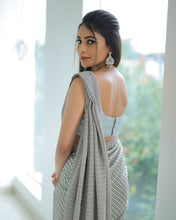 Load image into Gallery viewer, Elegant Grey Color Sequence Work Georgette Saree Blouse For Women
