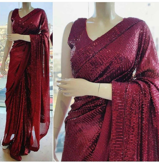 Good-looking Sequence Work Georgette Saree Blouse For Women