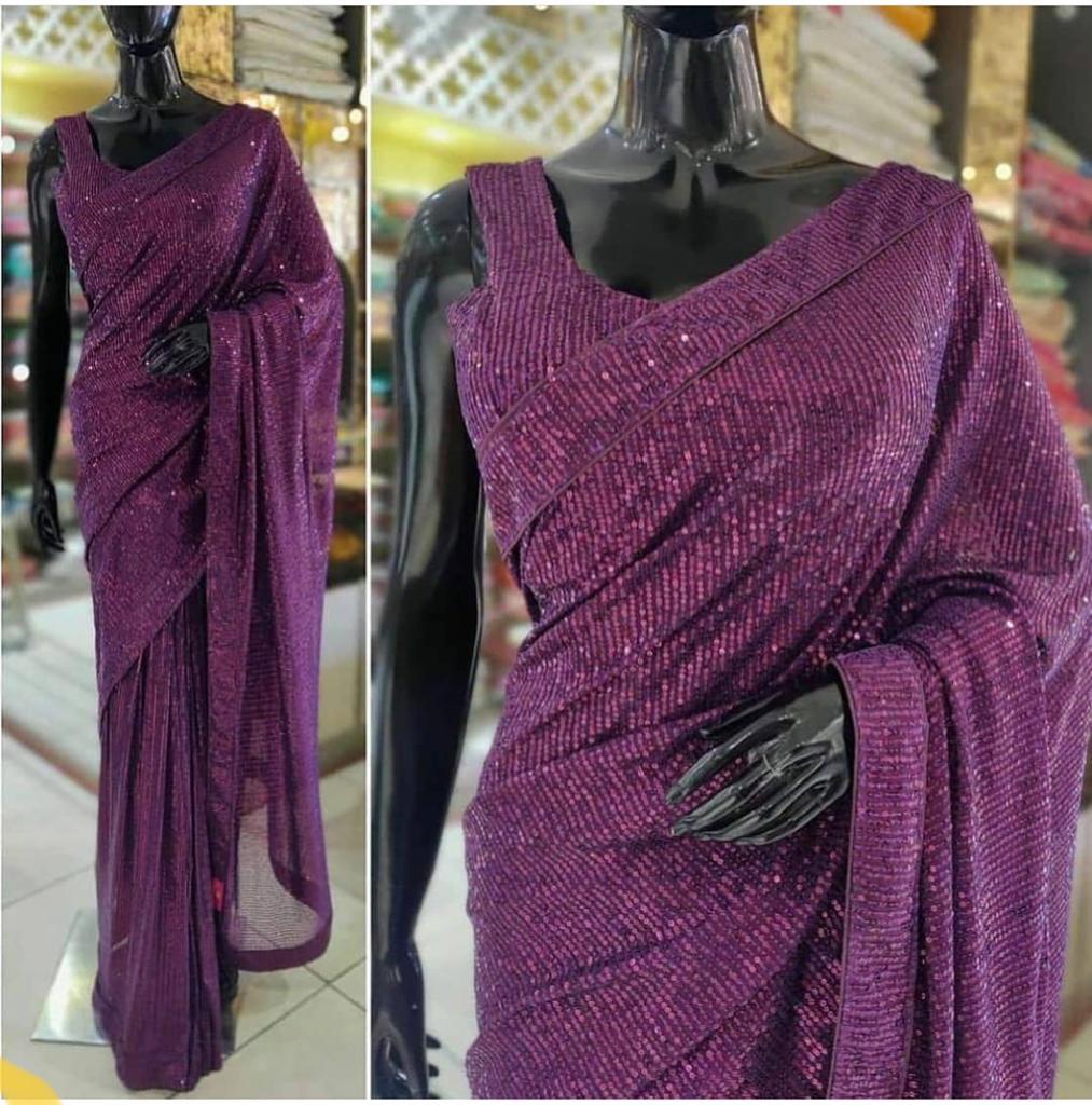 Flamboyant Georgette Occasion Wear Sequence Work Saree Blouse