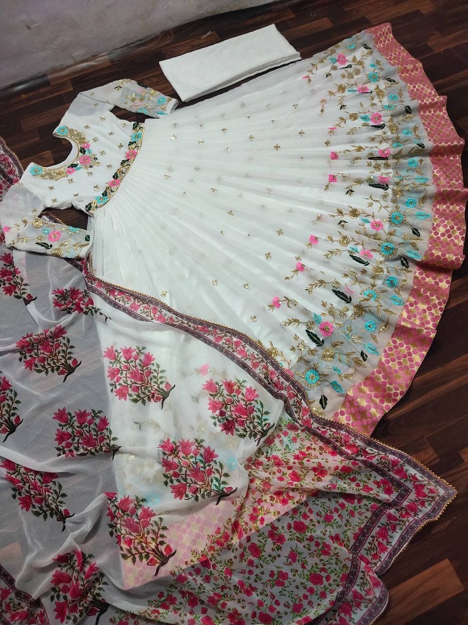 Dashing White Color Function Wear Georgette Embroidered Jacquard Work Salwar Suit